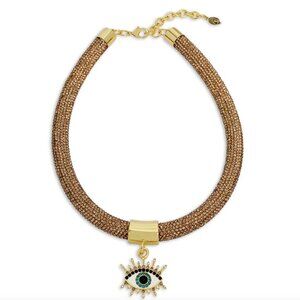 NEW KURT GEIGER LONDON Signature Evil Eye Pendant Collar Rope Necklace 16"